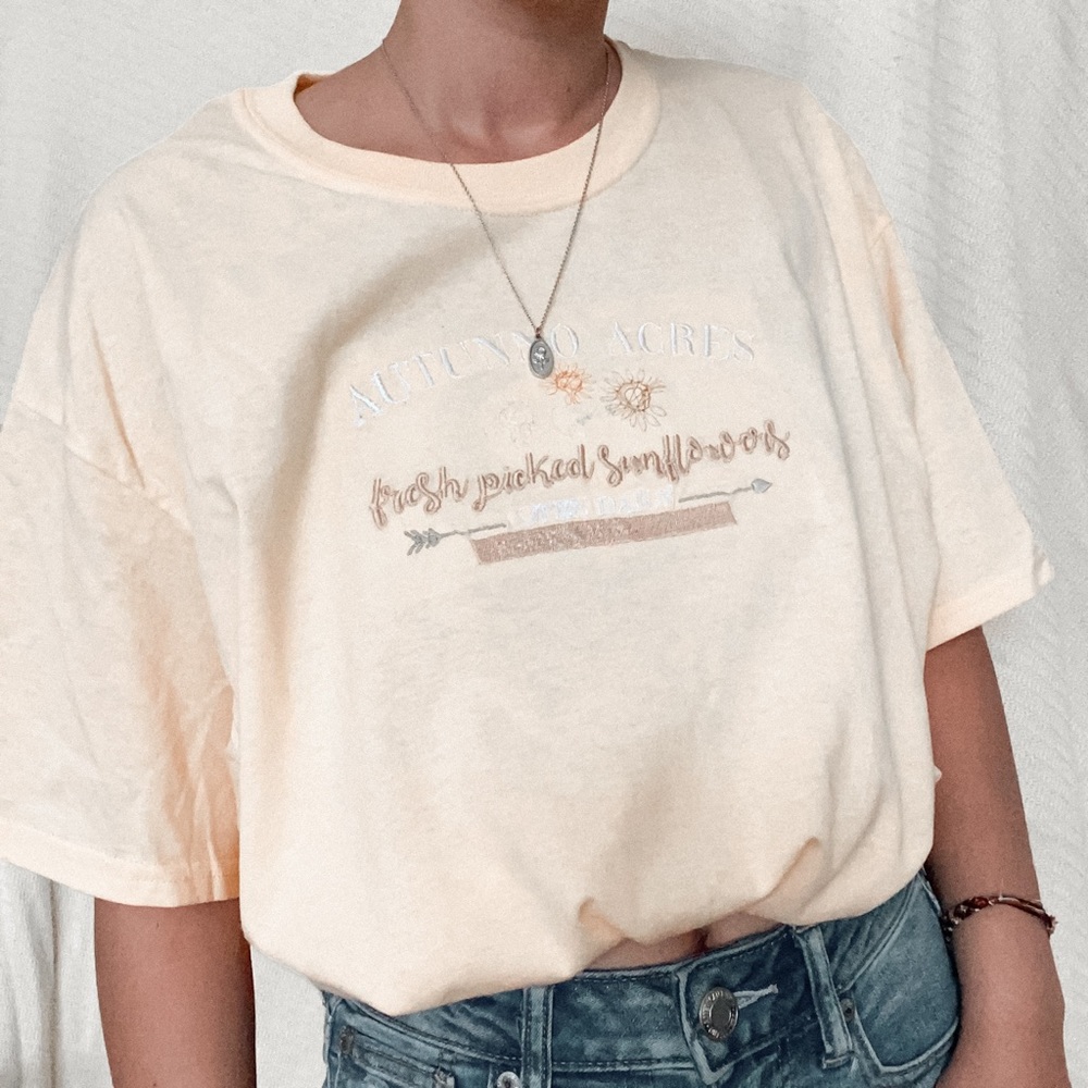 Custom Embroidered Autunno Acres Sunflower Shirt